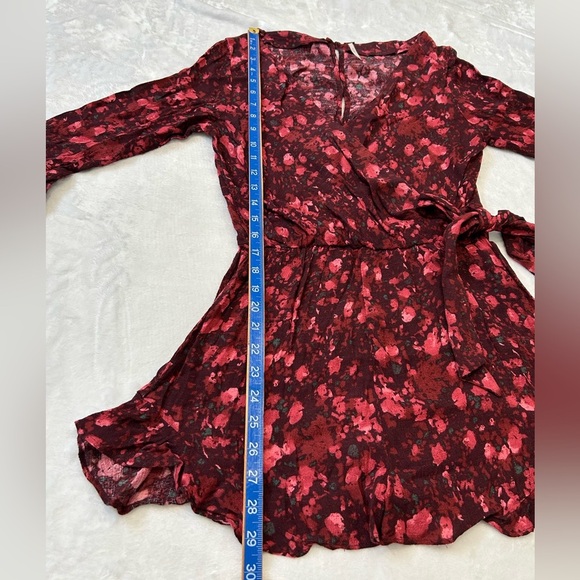 Free People Red Floral Wrap Romper - Picture 4 of 10